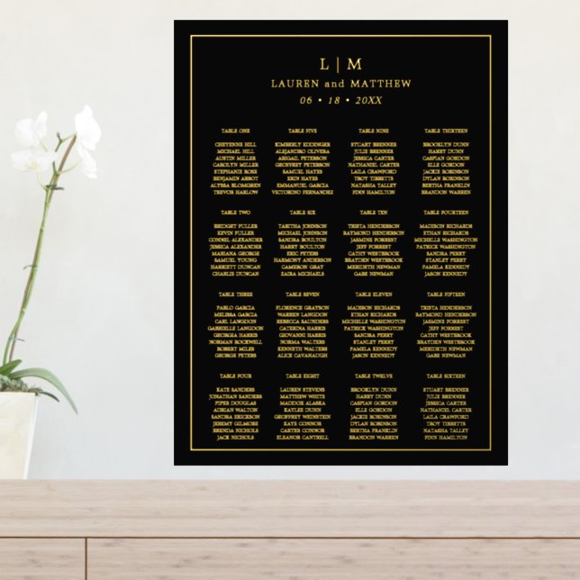 Simple Black Monogram Wedding Seating Chart (In Situ (Entry Table))