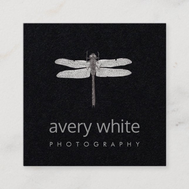 Simple Black Nature Professional Photographer Square Business Card (Front)