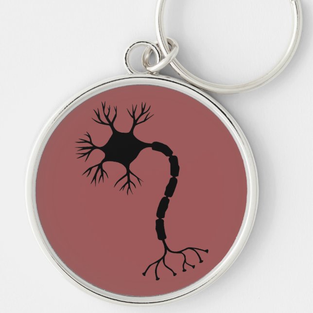 Simple Black Neuron Design Key Ring (Front)