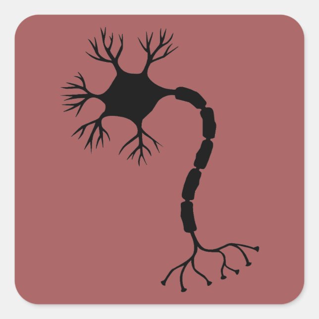 Simple Black Neuron Design Square Sticker (Front)