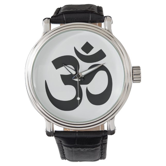 Simple Black Om Symbol Yoga Meditation Zen Watch (Front)
