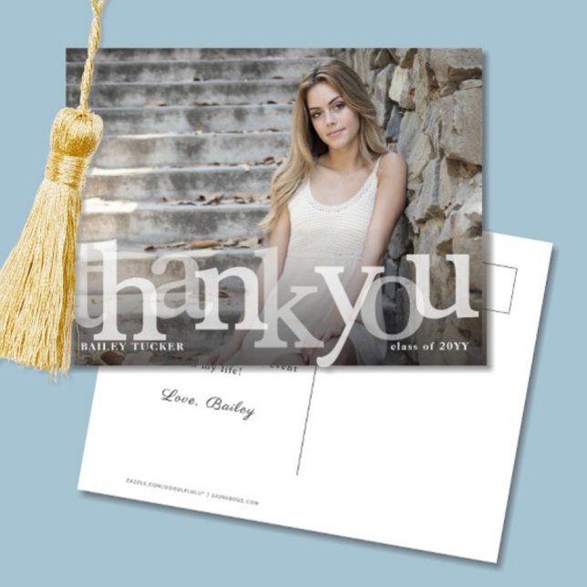Simple Black Ombre Photo Graduation Thank You Postcard (Creator Uploaded)