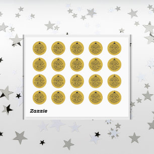Simple Black on Gold Merry Christmas Classic Round Sticker