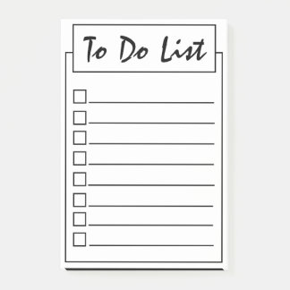 Simple Black On White To Do List Post-it Notes