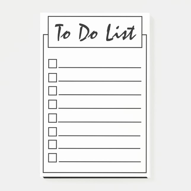 Simple Black On White To Do List   Post-it Notes (Front)