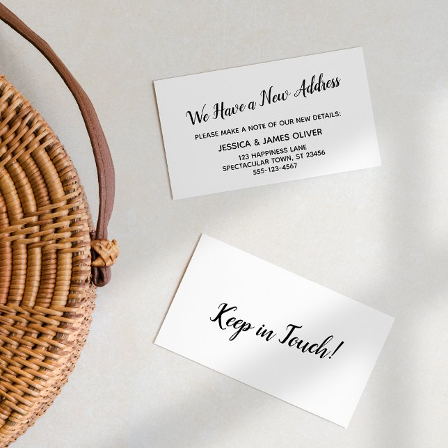 Simple Black on White We Have a New Address Card (Creator Uploaded)