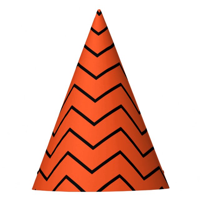 Simple Black Orange Zigzag Birthday Party Hat (Front)