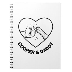 Simple Black Outline Dog and Dad Fist Bump Notebook