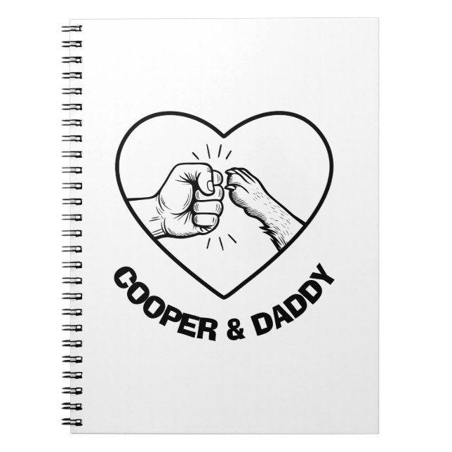 Simple Black Outline Dog and Dad Fist Bump Notebook (Front)