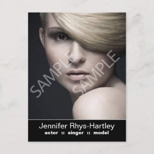 Simple Black Panel Headshot Postcard