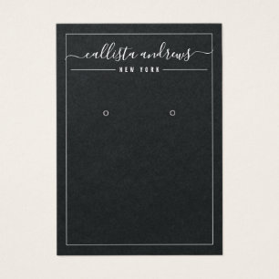 Simple Black Paper Cursive Earring Display Card