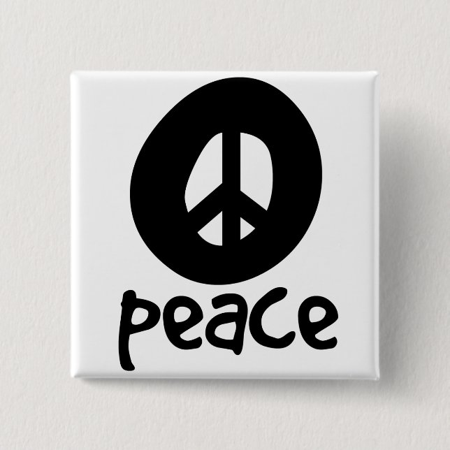 Simple Black Peace Sign 15 Cm Square Badge (Front)