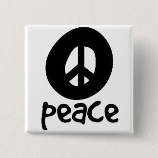 Simple Black Peace Sign 15 Cm Square Badge