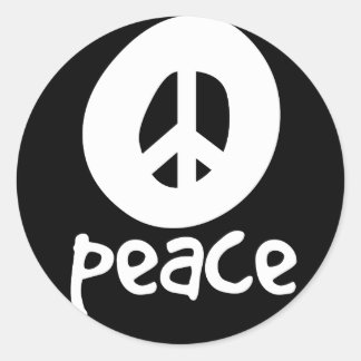 Simple Black Peace Sign Classic Round Sticker