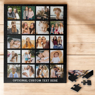 Simple Black Photo Collage 20 Picture Personalised Jigsaw Puzzle