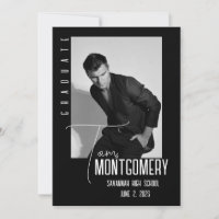 Simple Black Photo Graduate Announcement