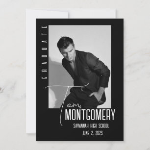 Simple Black Photo Graduate Announcement