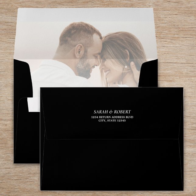 Simple Black Photo Wedding Reception Envelope (Simple Black Photo Wedding Reception Envelope)