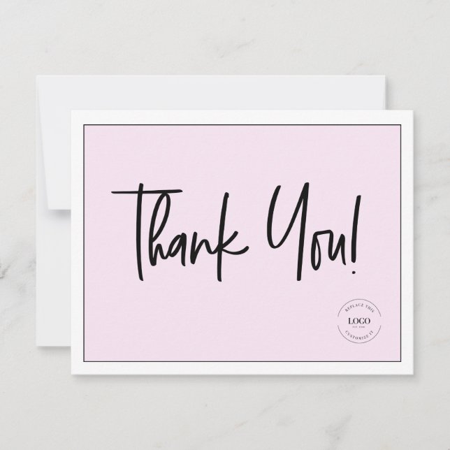 Simple Black Pink Company Logo Social Thank You  (Front)