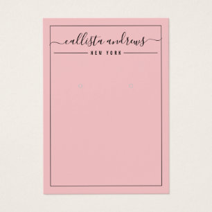 Simple Black Pink Cursive Earring Display Card