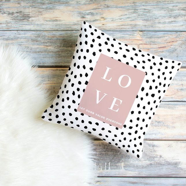 Simple Black & Pink LOVE |Let ours Value Everyone  Cushion (Creator Uploaded)