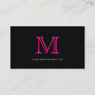 Simple Black Pink Modern Typography Monogram Business Card