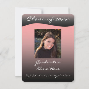 Simple Black & Pink Wave Graduation Announcement