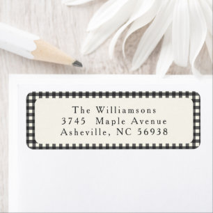 Simple Black Plaid Christmas Return Address
