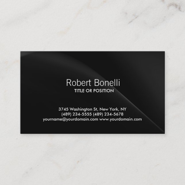 Simple Black Plain Modern Business Card (Front)