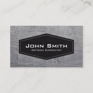 Simple Black Plaque on Wood Carpenter & Woodworker Business Card