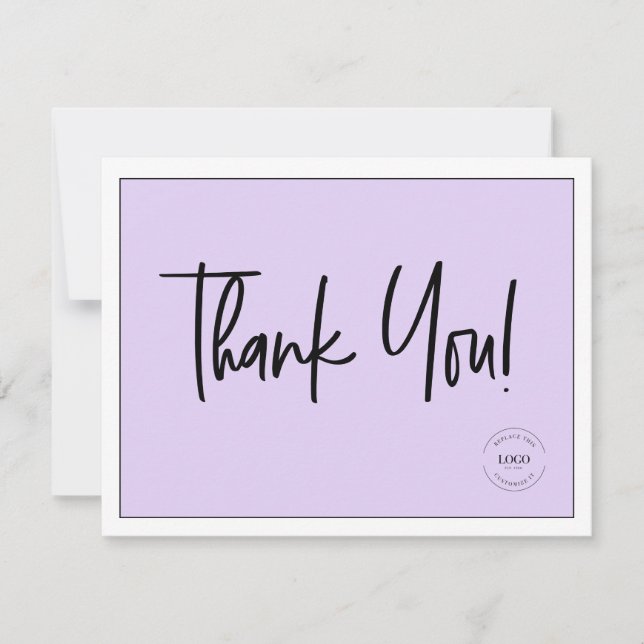 Simple Black Purple Company Logo Social Thank You  (Front)
