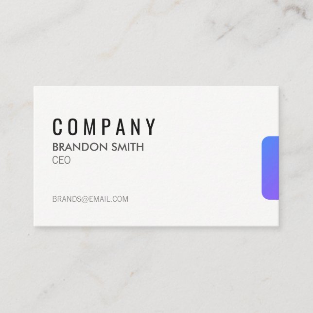 Simple Black / (Purple Gradient Tab) Business Card (Front)