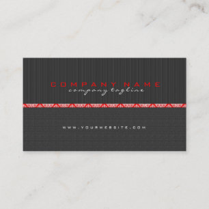 Simple Black & Red Stripes & LinenTexture Business Card