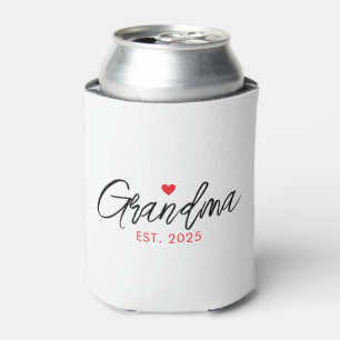 Simple Black & Red Typography New Grandma Can Cooler