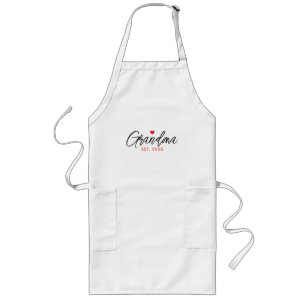 Simple Black & Red Typography New Grandma Long Apron