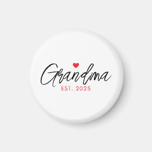 Simple Black & Red Typography New Grandma Magnet