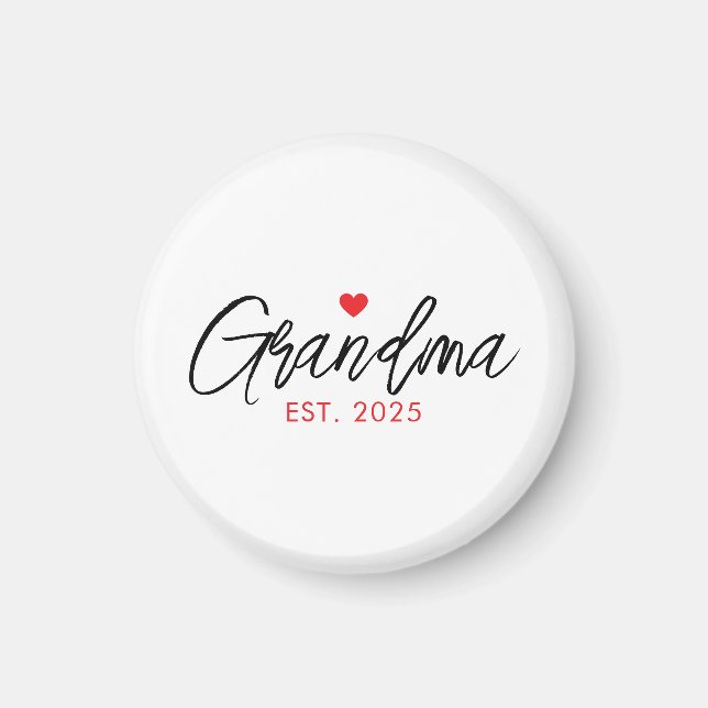Simple Black & Red Typography New Grandma Magnet (Front)