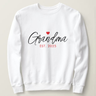 Simple Black & Red Typography New Grandma Sweatshirt
