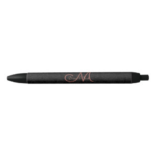 Simple Black Rose Gold Elegant Wedding Monogram  Ink Pen