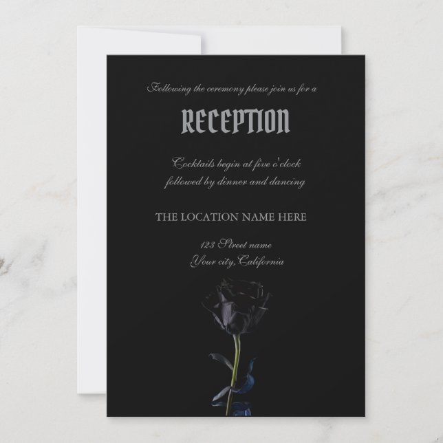 Simple Black Roses Gothic  Invitation (Front)