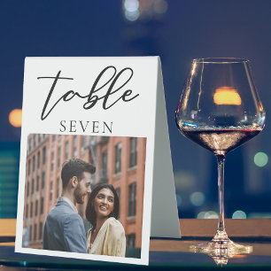 Simple Black Script Couple Photo Wedding Number