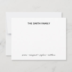 Simple Black Script Family Stationery Card