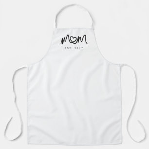 Simple Black Script Heart New Mum Established Apron