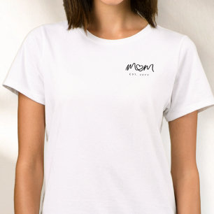 Simple Black Script Heart New Mum Established T-Shirt