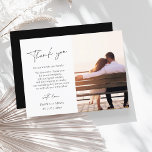 Simple Black Script Photo Wedding Thank You Postcard<br><div class="desc">Simple Black Script Photo Wedding Thank You Cards - Modern Elegance with Personalised Typography. Capture the essence of your love story with our elegant wedding thank you cards featuring a minimalist design set with a charming dusty black back. Add a personal touch to your celebration by incorporating your favourite photo...</div>