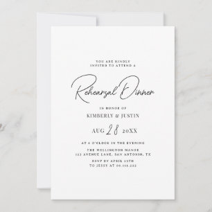 simple black script rehearsal dinner invitation