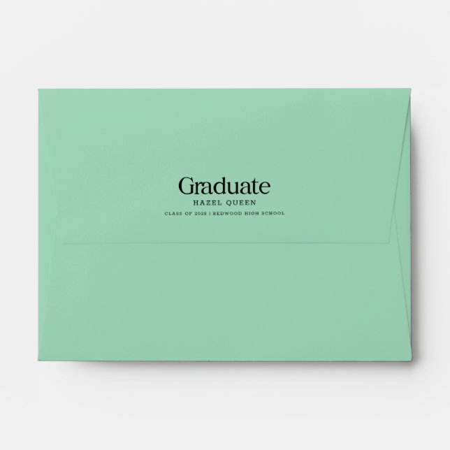 Simple Black Script Return Address Graduation Envelope (Back (Top Flap))