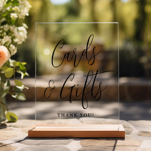 Simple Black Script Wedding Cards and Gifts Acrylic Sign