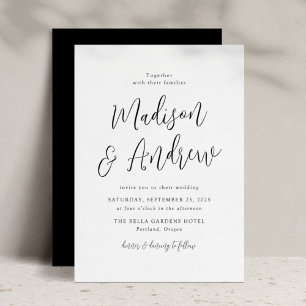 Simple Black Script Wedding Invitation