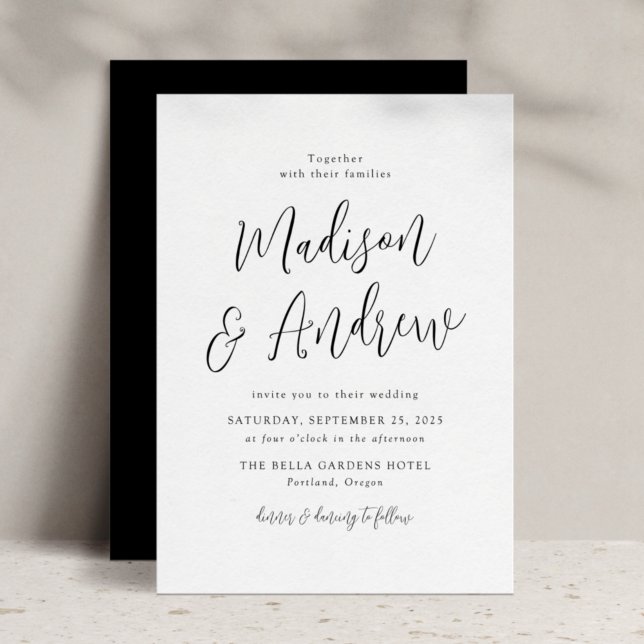Simple Black Script Wedding Invitation (Creator Uploaded)